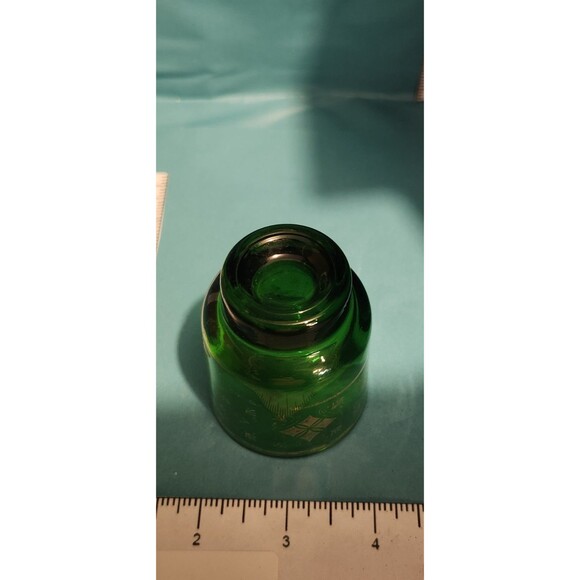 2 Mid-Century Green Glass Shot Glasses – Gold Design Vintage Barware - Picture 7 of 12